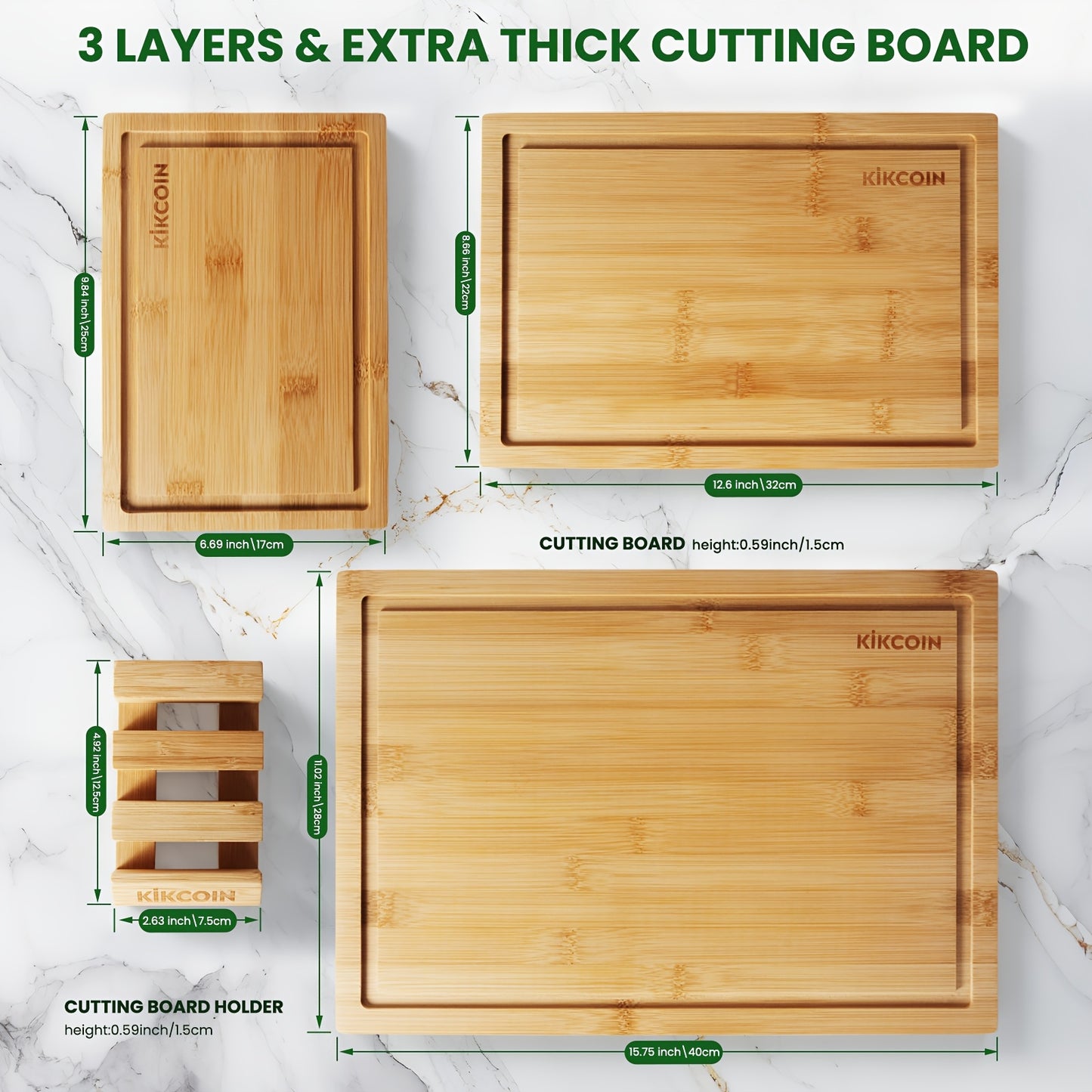 4pcs Oversized Bamboo Cutting Board
