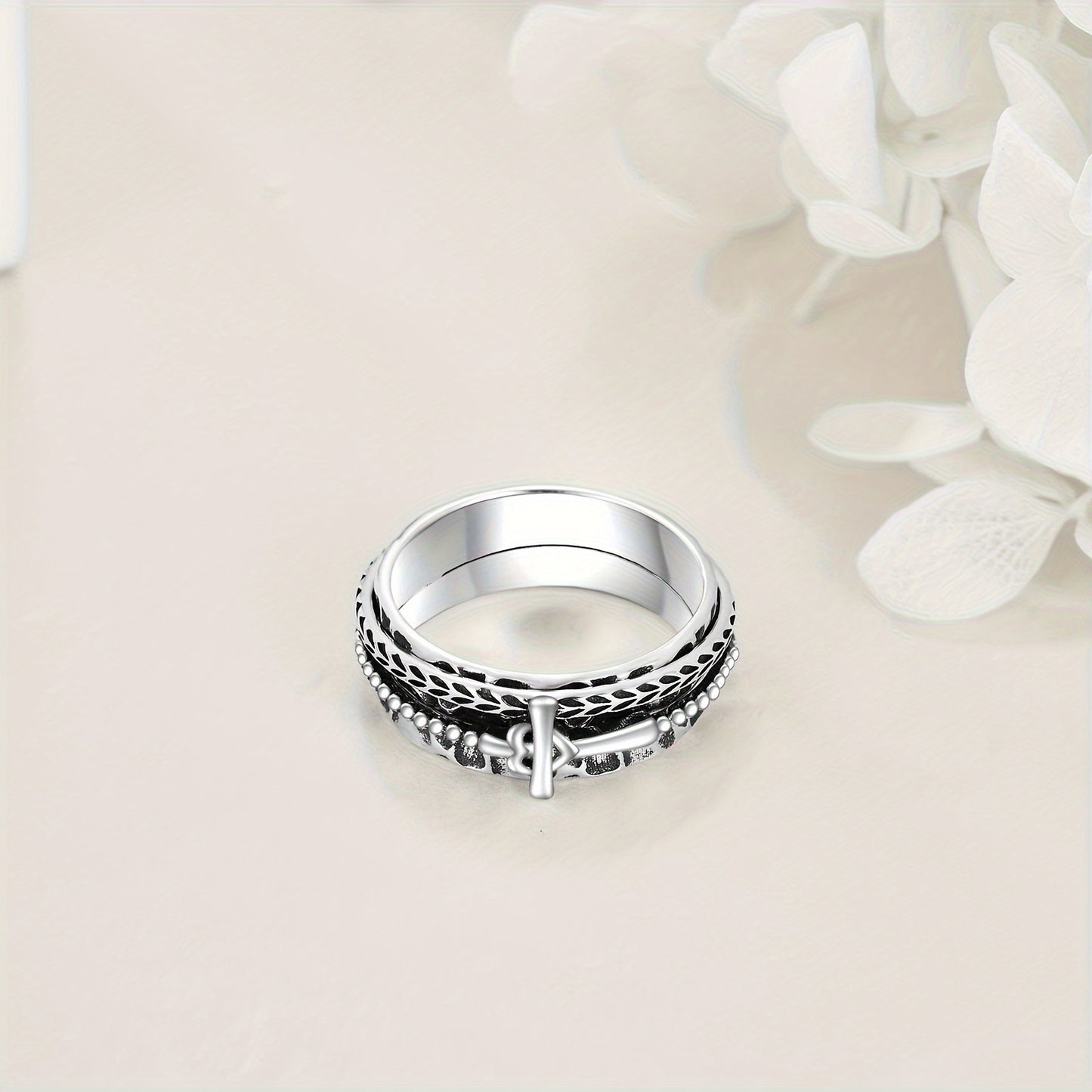 Spinner Rings for Women or Men Sterling Silver Cross