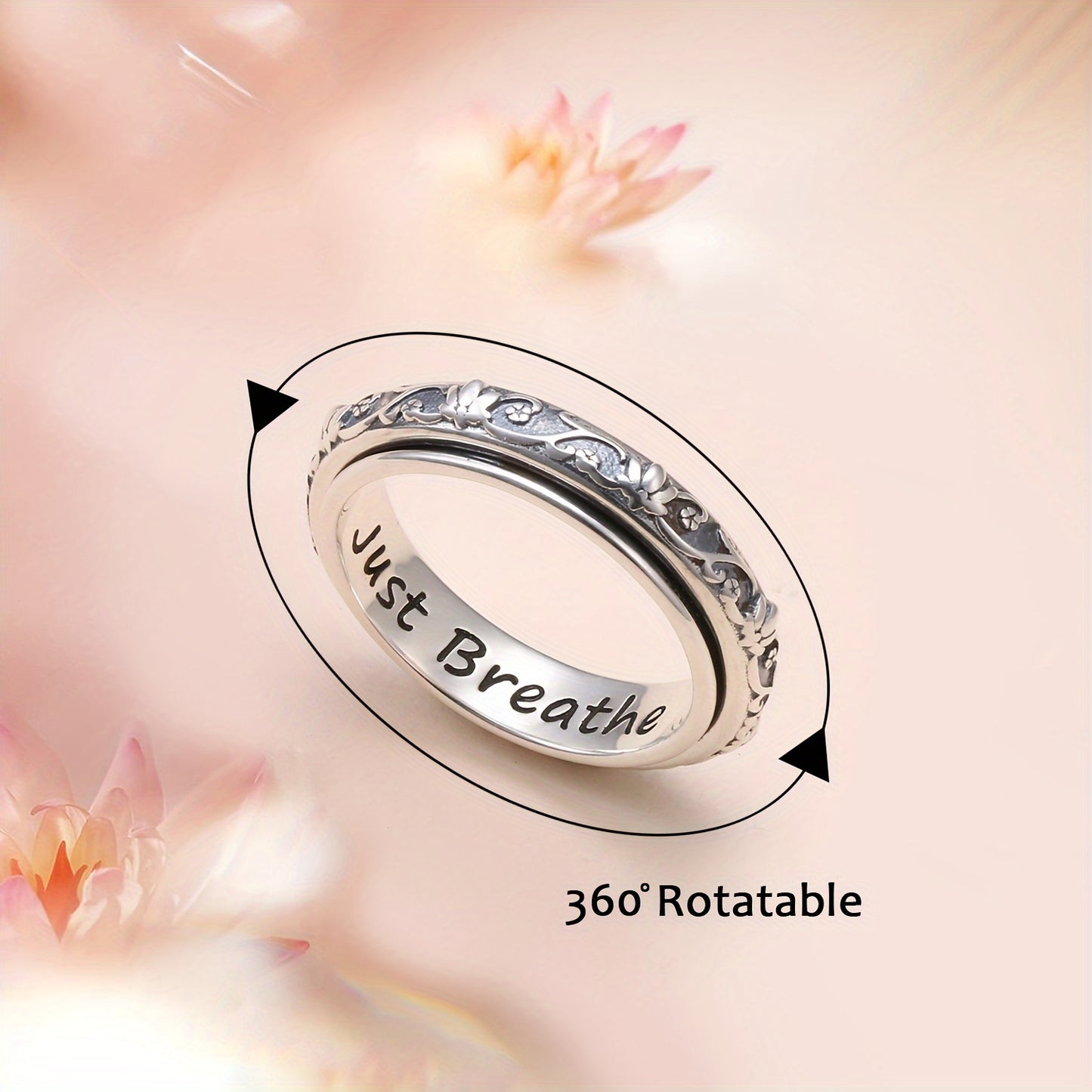Sterling Silver Lotus Flower Fidget Ring