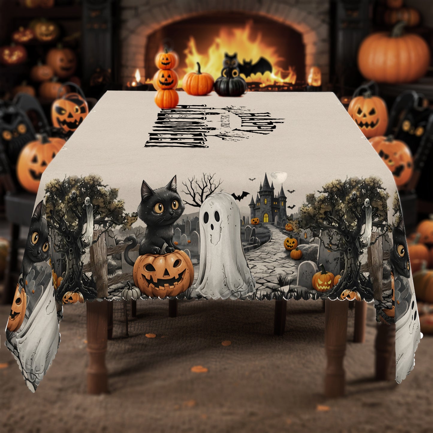 Vintage Halloween Tablecloth Round/Rectangle/Oval