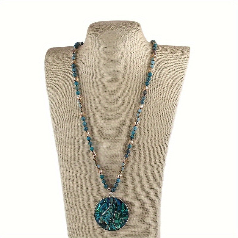 Natural Stone Agate Cut Pendant Necklace