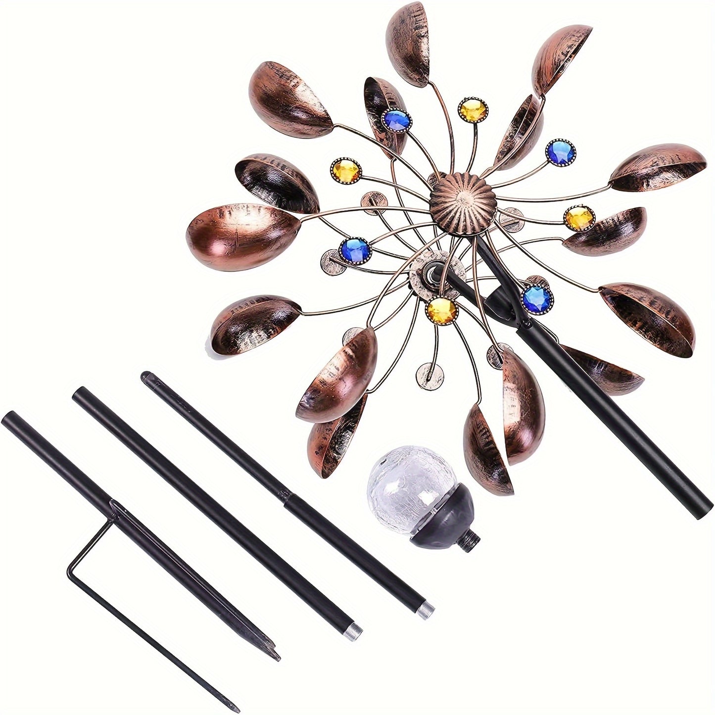 Solar-Powered Wind Spinner with Multi-Color LED Lights