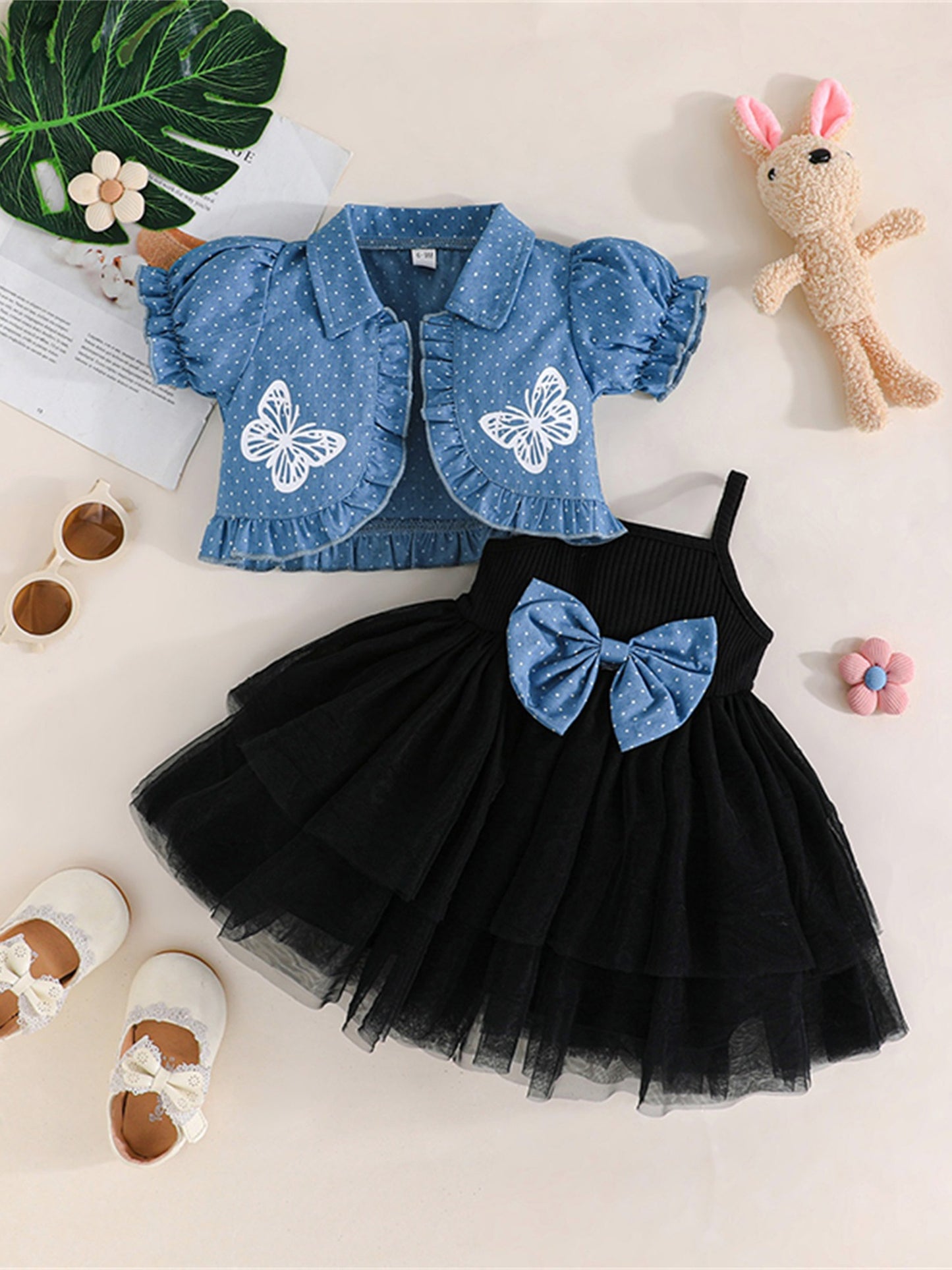 Tulle Spaghetti Strap Dress with Short Sleeve Jacket