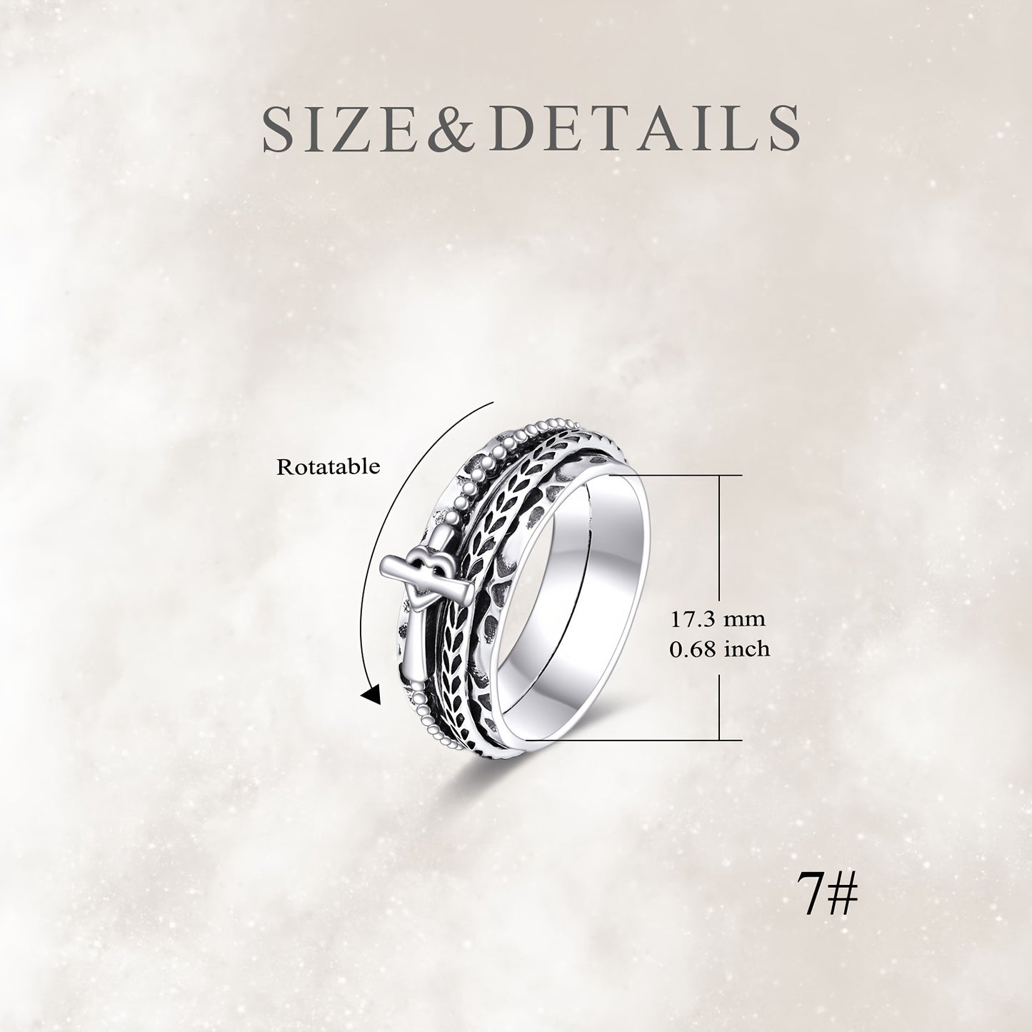 Spinner Rings for Women or Men Sterling Silver Cross