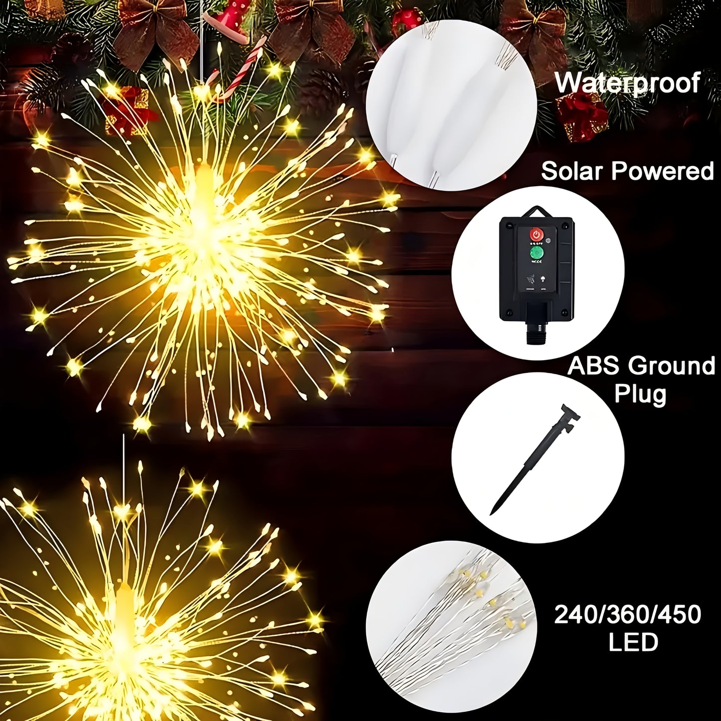 Hanging Solar 240/360 LED Starburst Sphere Lights
