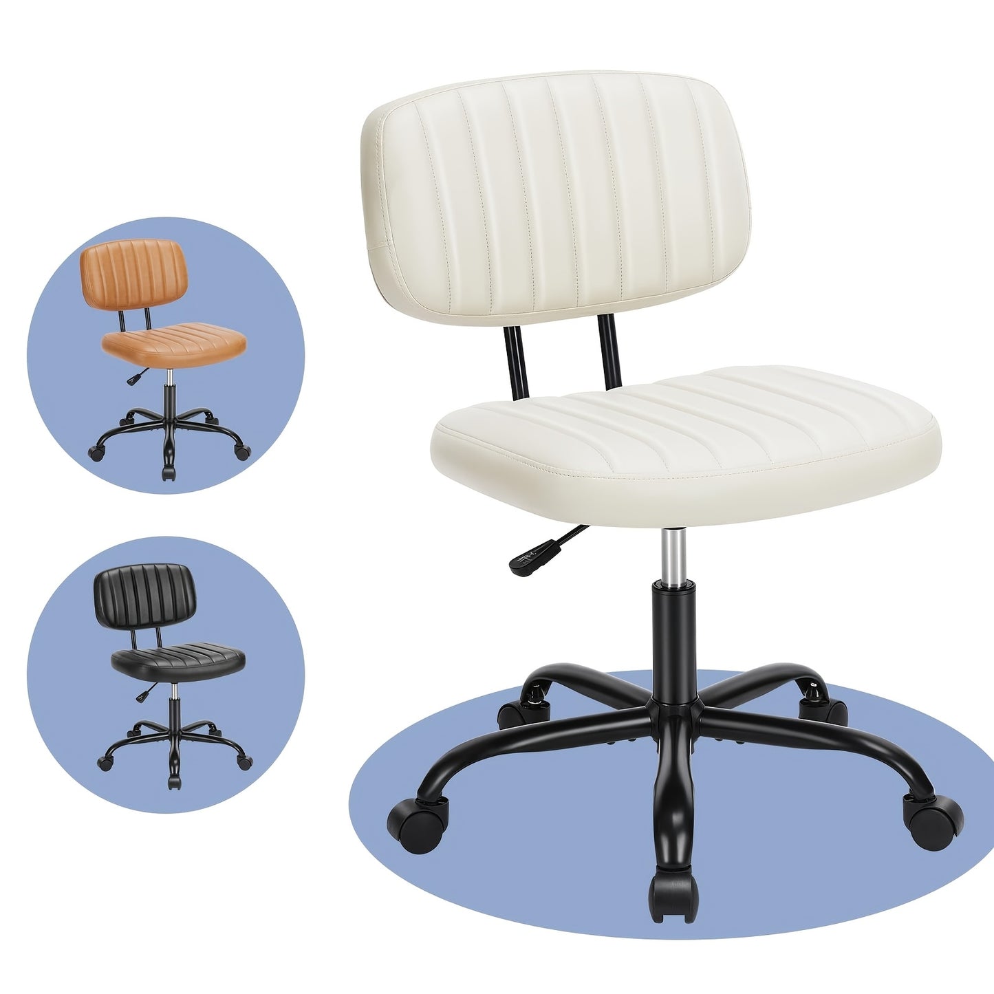 Ergonomic Adjustable Height 360° Swivel Armless Chair