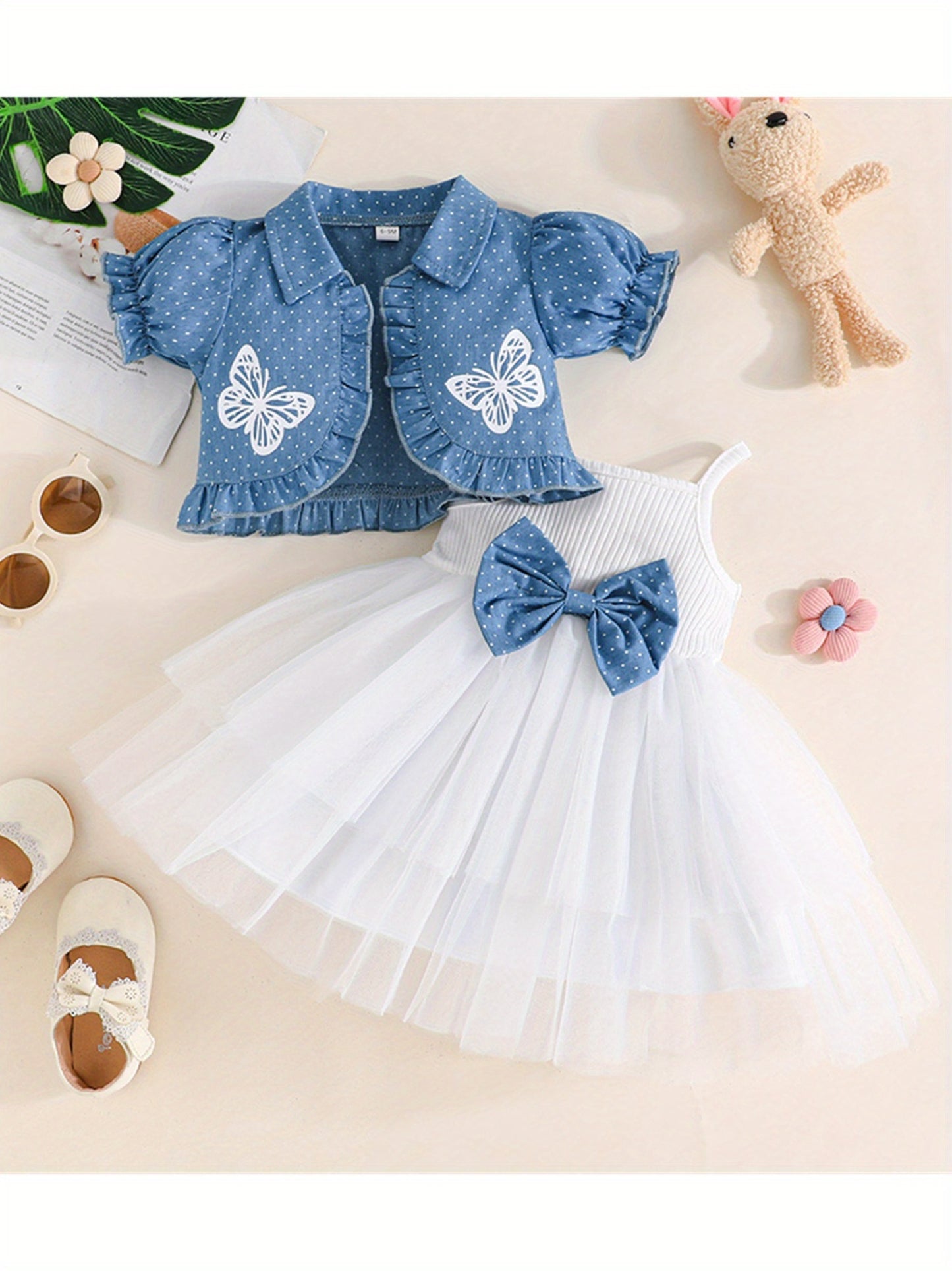 Tulle Spaghetti Strap Dress with Short Sleeve Jacket