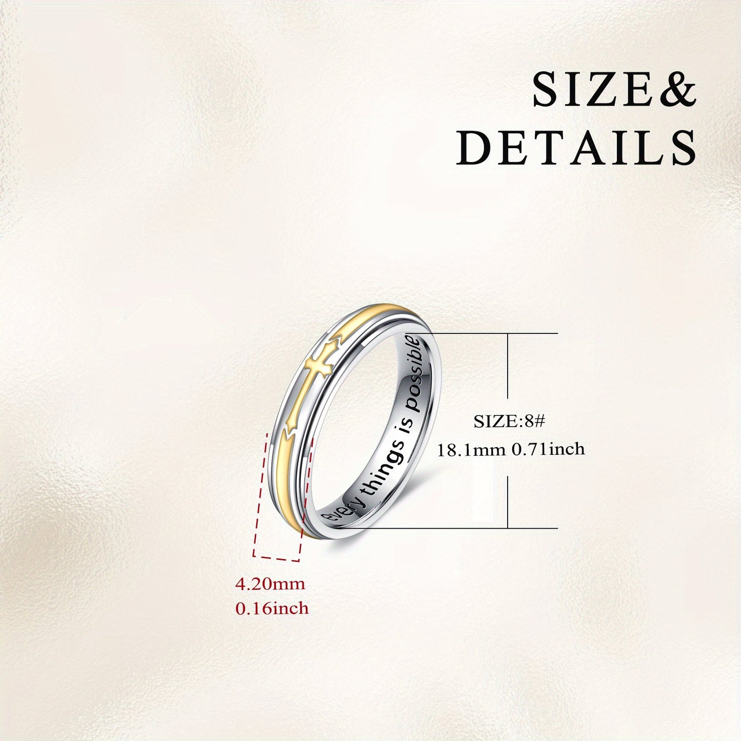 Cross Spinner Ring 925 Sterling Silver