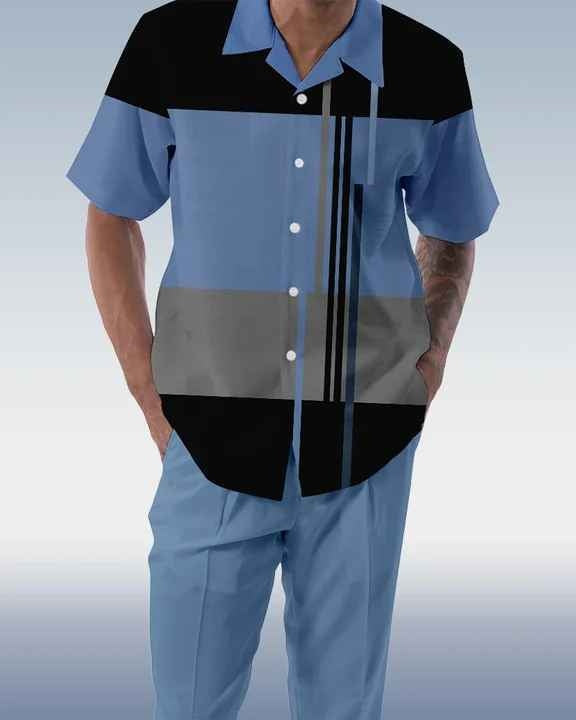 Men's short-sleeved shirt and long pants