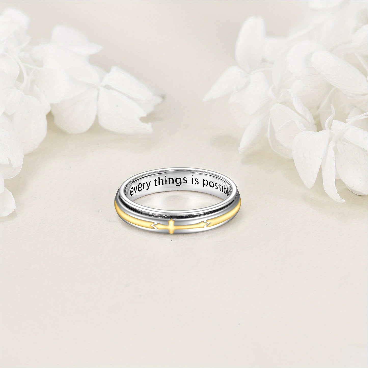 Cross Spinner Ring 925 Sterling Silver