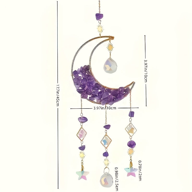 Amethyst Moon Crystal Suncatcher