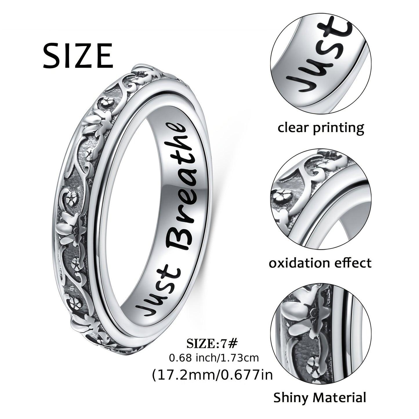 Sterling Silver Lotus Flower Fidget Ring