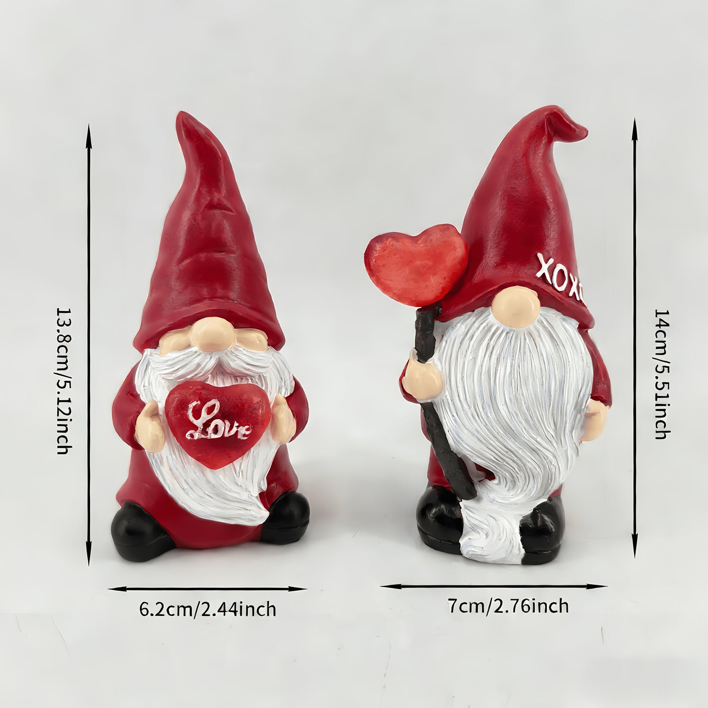 2pcs Valentine's Day Gnome Figurines