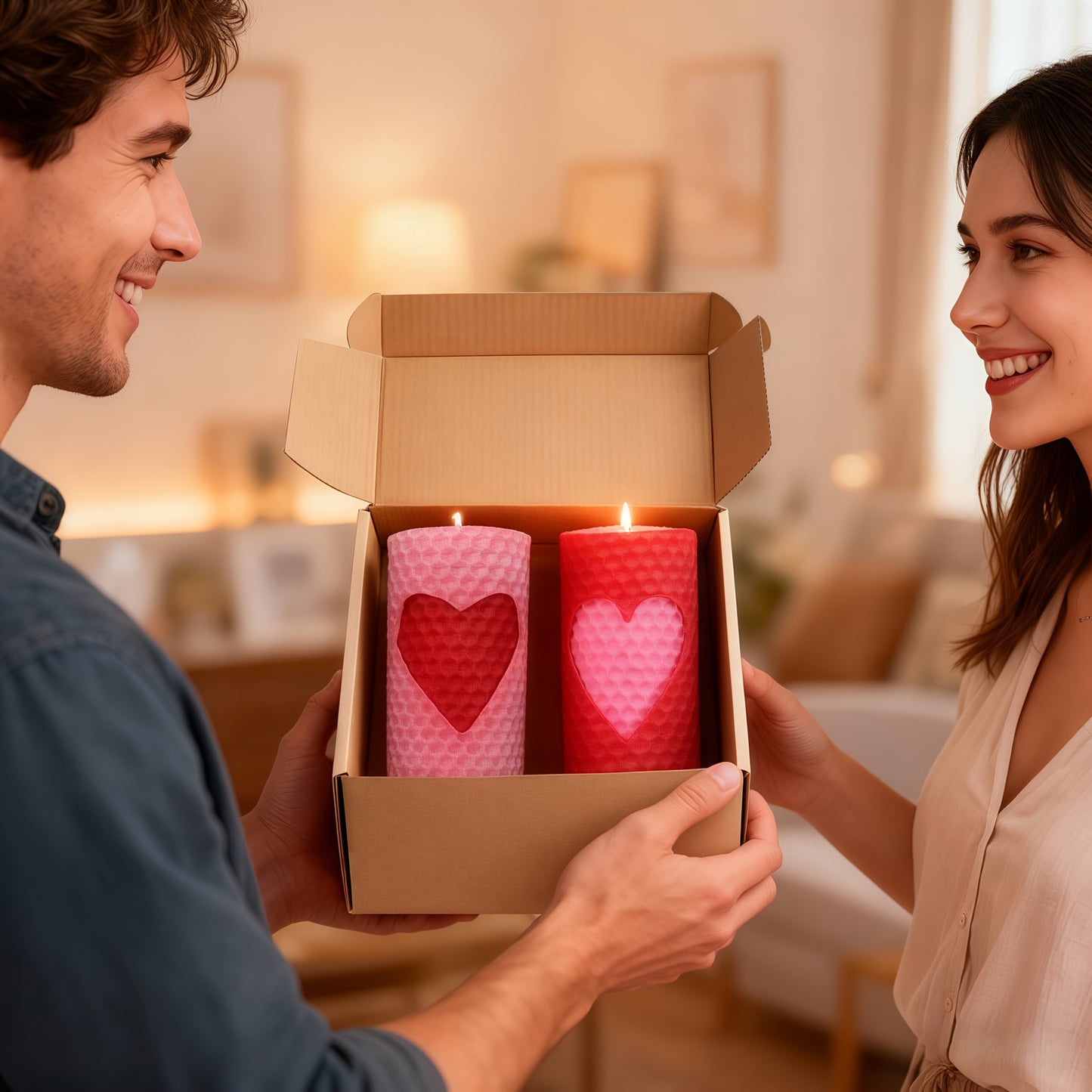 2pcs Pink Beeswax Candles