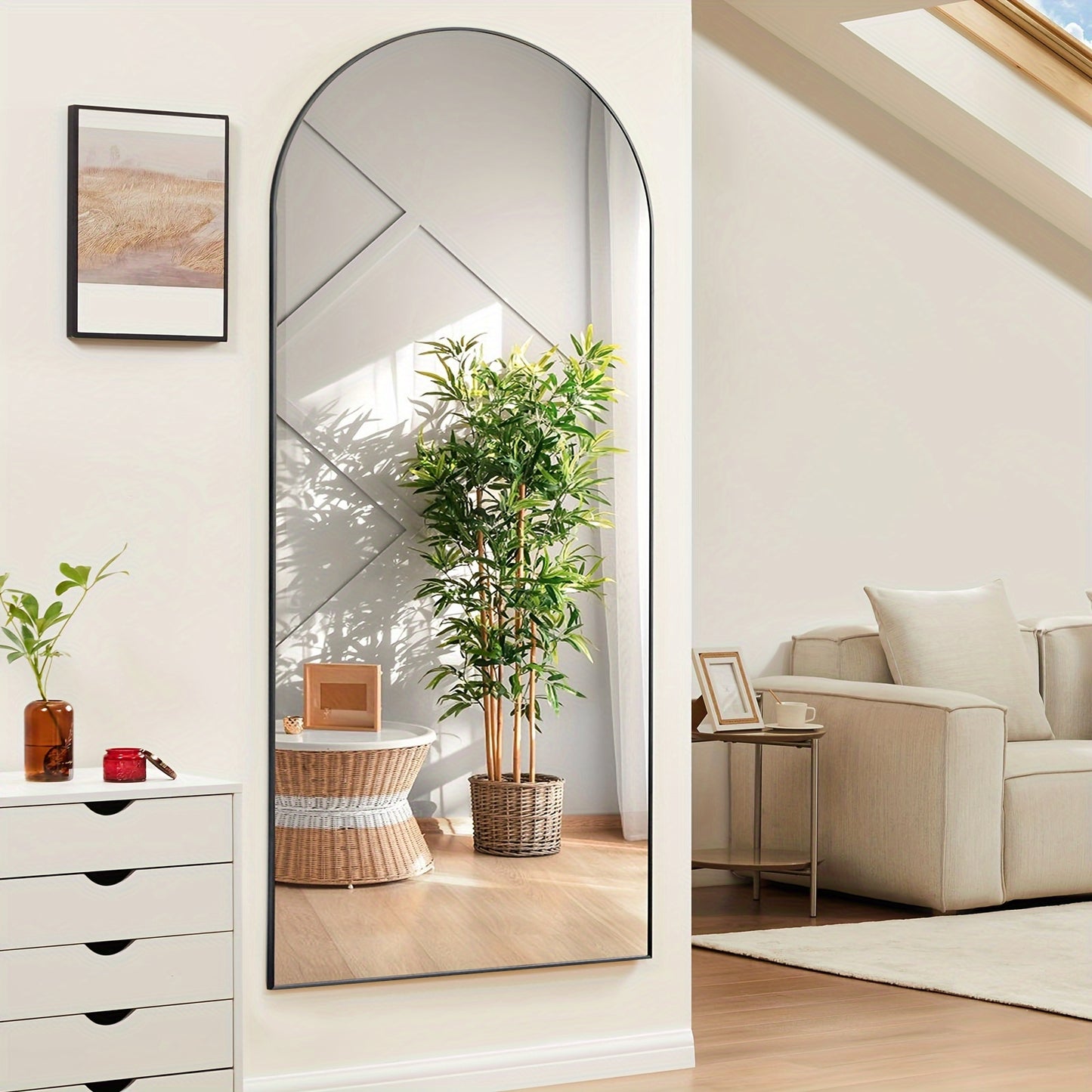 Arched Full Length 64" X 21"/ 59"x16"Mirror With Stand
