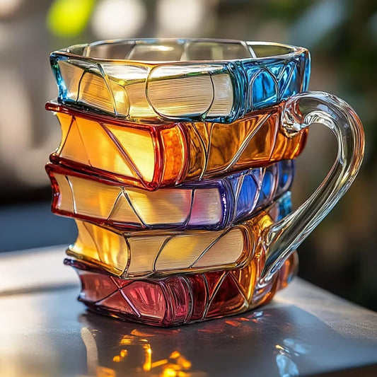 Handcrafted Ceramic 3D Stacked Books Mug