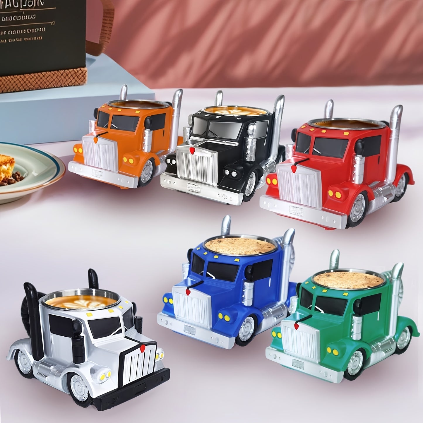 Handcrafted Semi-Truck Shaped Coffee Mug - Durable Resin Reusable Cup With Detailed Design, Multi-Color Options - Perfect Gift For Truck Drivers, Dad, Coffee-Loving Truckers - Hand Wash Only, Coffee Cup, Sturdy Construction