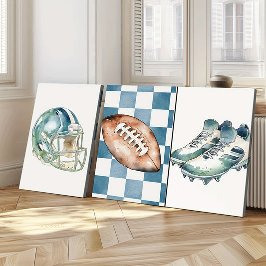 3pcs Art Retro American Football Prints