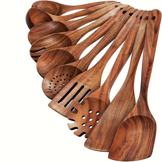 10pcs Non-stick Teak Cookware Set