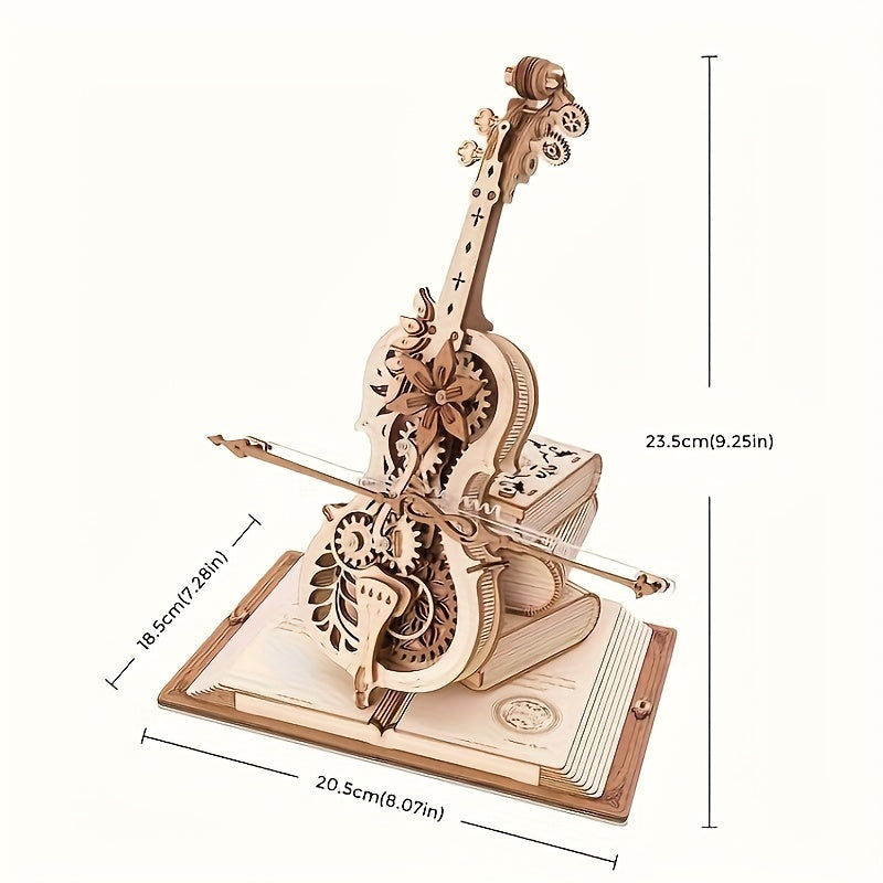Cello Mechanical Music Box 3D Wooden Puzzle