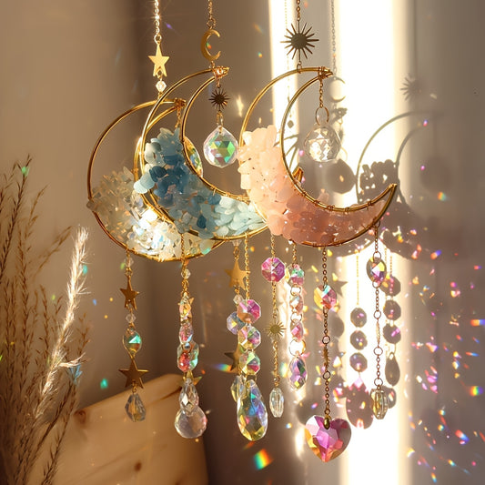 Amethyst Moon Crystal Suncatcher
