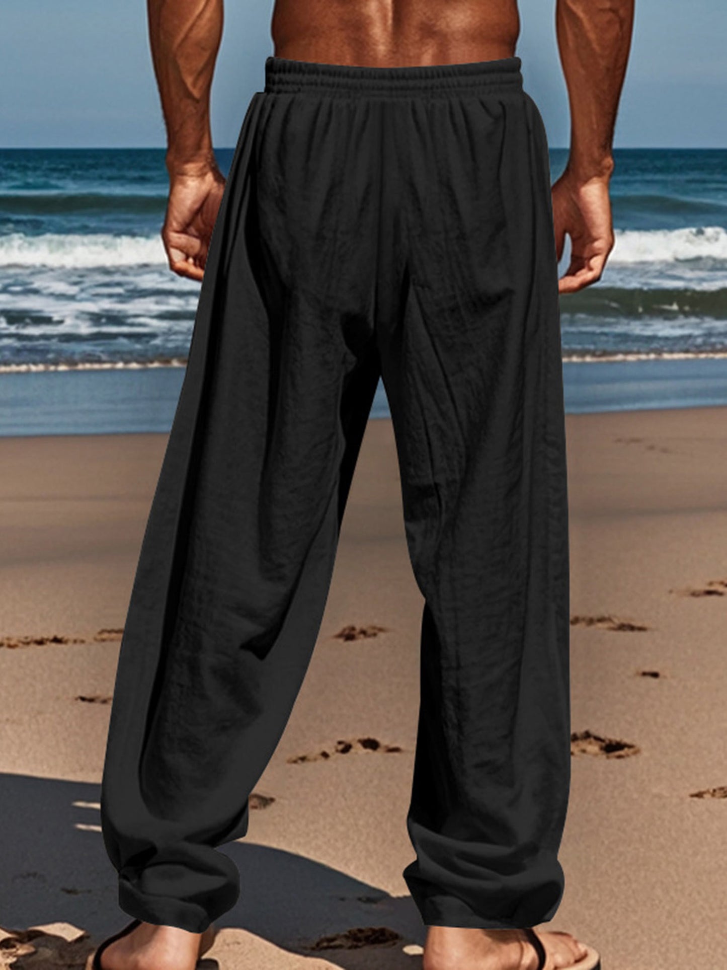 Loose Fit Straight Leg Casual Trousers