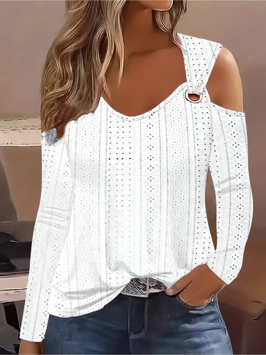 Eyelet Cold Shoulder T-Shirt