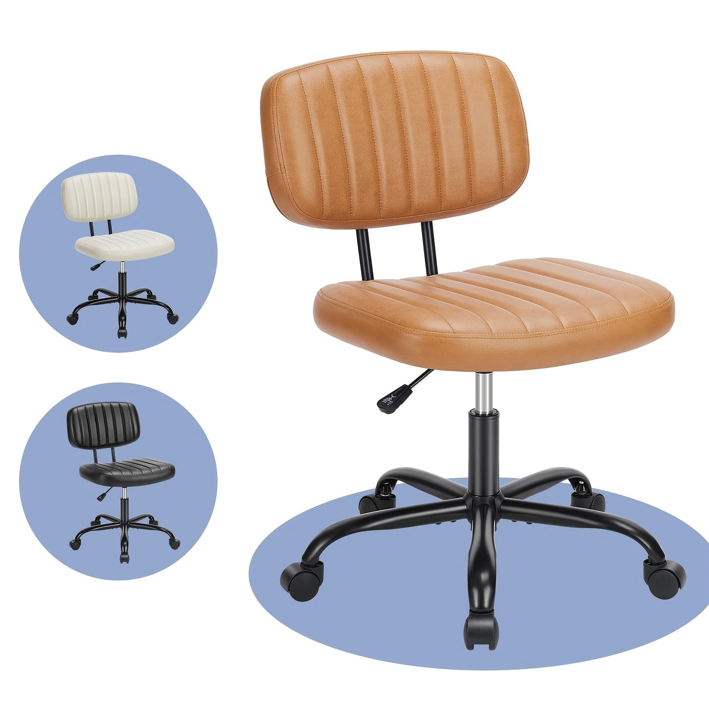 Ergonomic Adjustable Height 360° Swivel Armless Chair