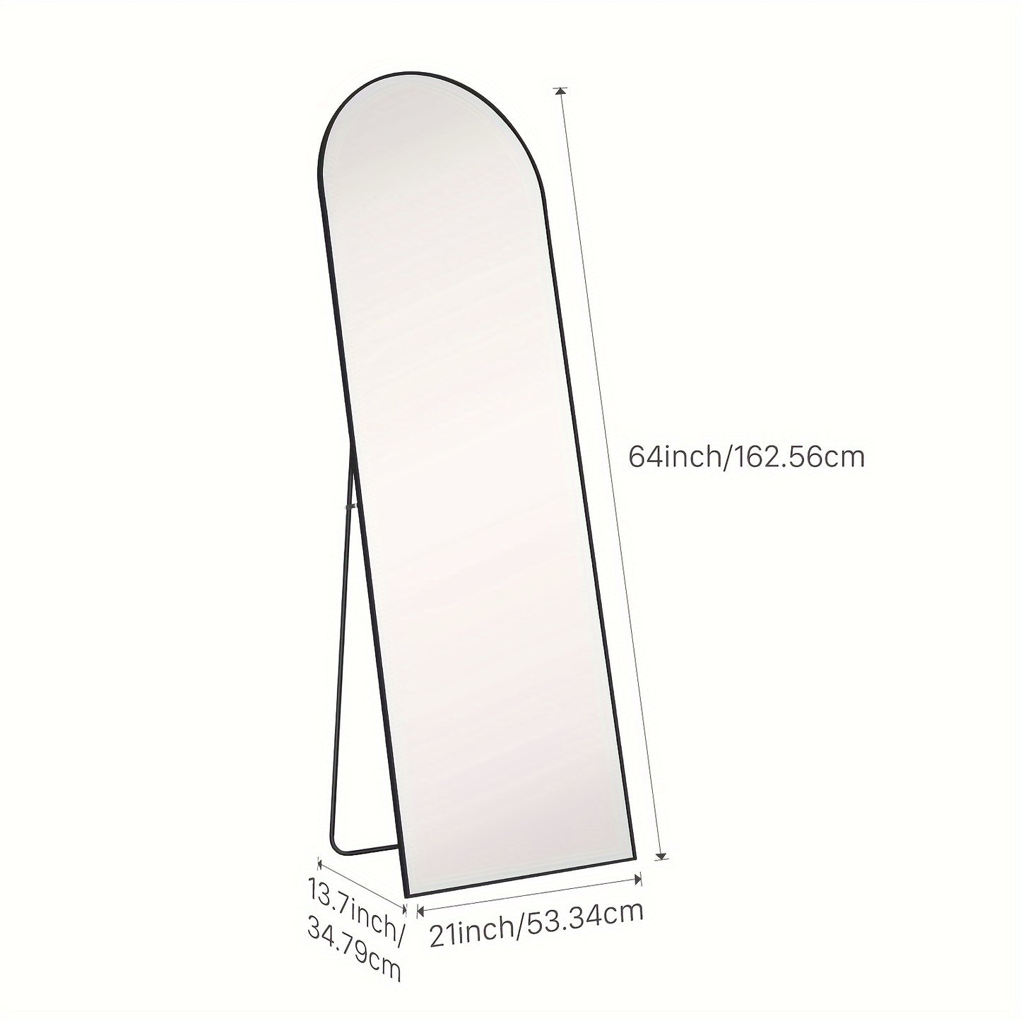 Arched Full Length 64" X 21"/ 59"x16"Mirror With Stand