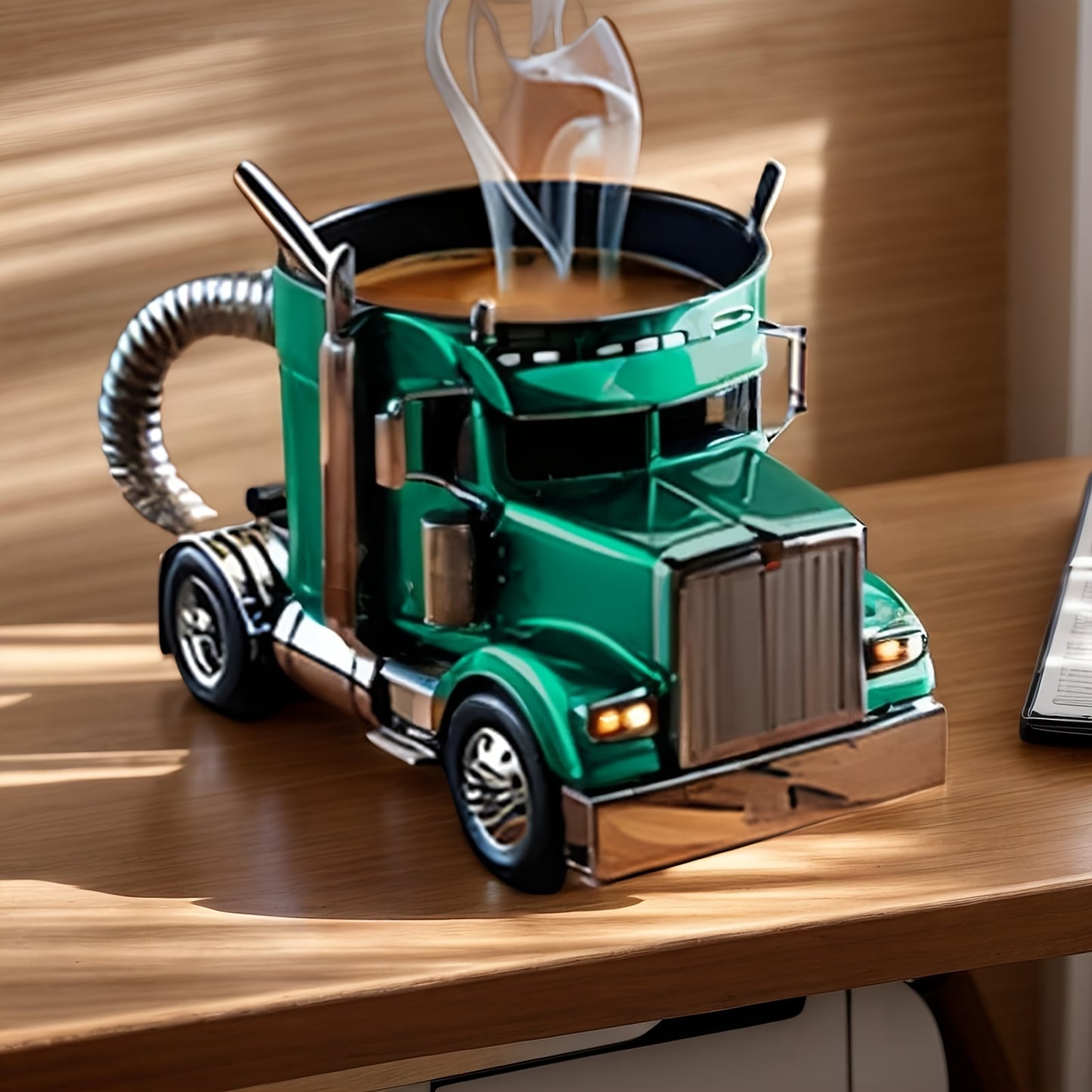 Handcrafted Semi-Truck Shaped Coffee Mug - Durable Resin Reusable Cup With Detailed Design, Multi-Color Options - Perfect Gift For Truck Drivers, Dad, Coffee-Loving Truckers - Hand Wash Only, Coffee Cup, Sturdy Construction