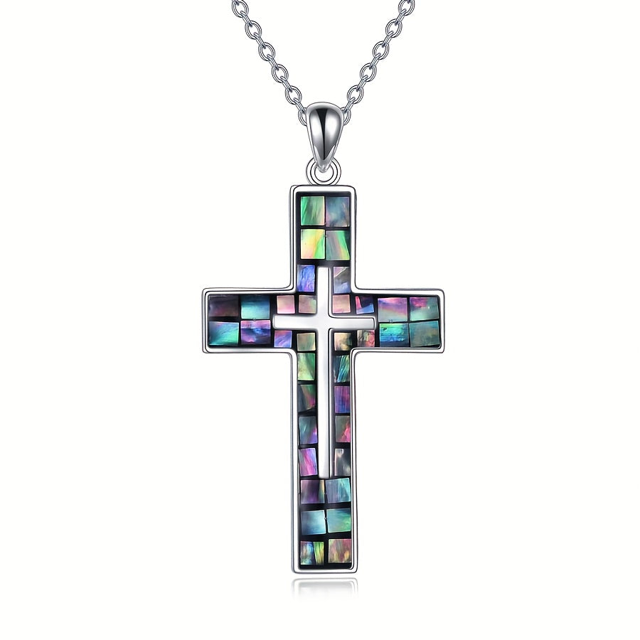 Silver Abalone Shell Cross