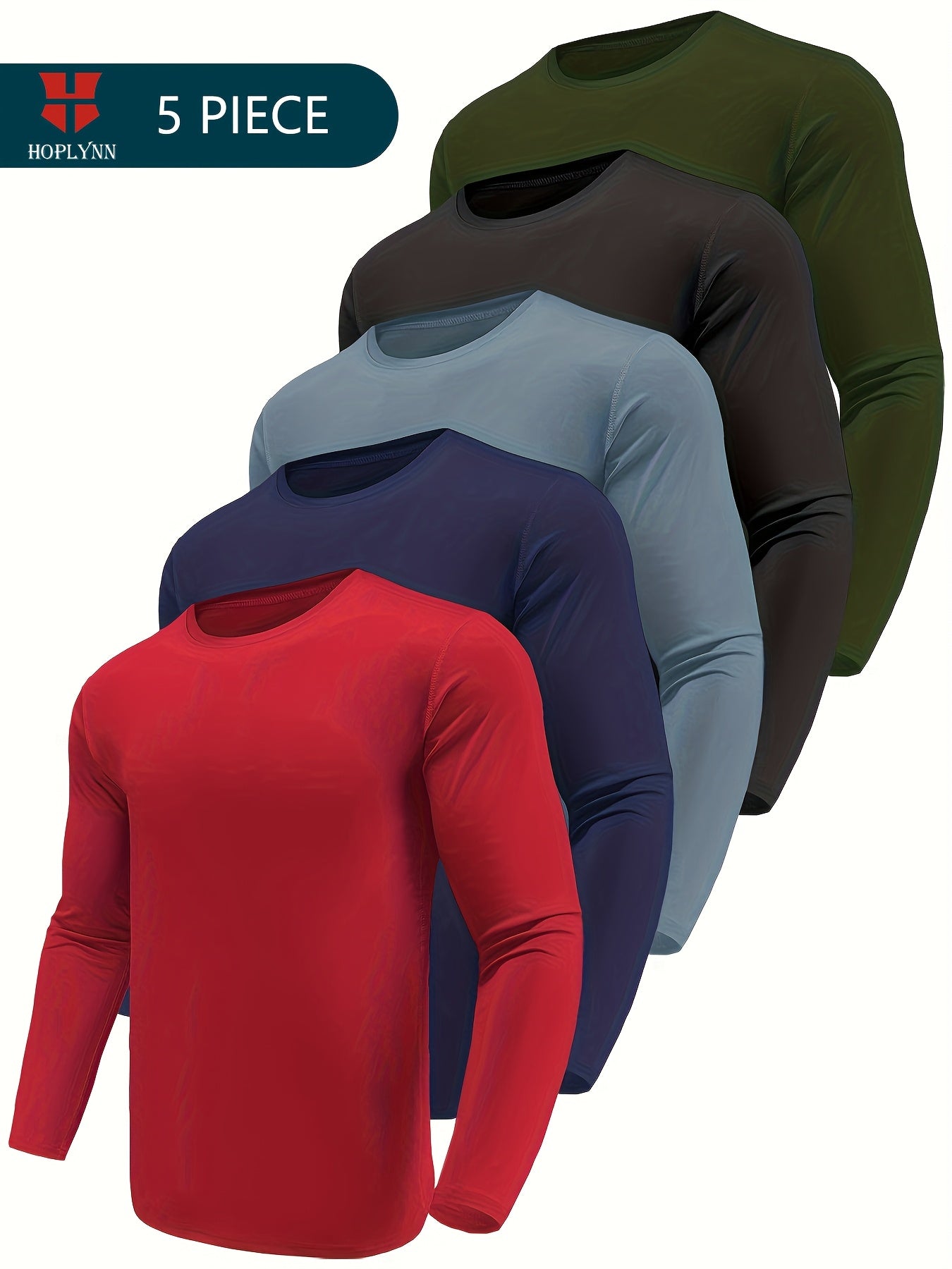 5 Pack Moisture Wicking Long Sleeve Shirts