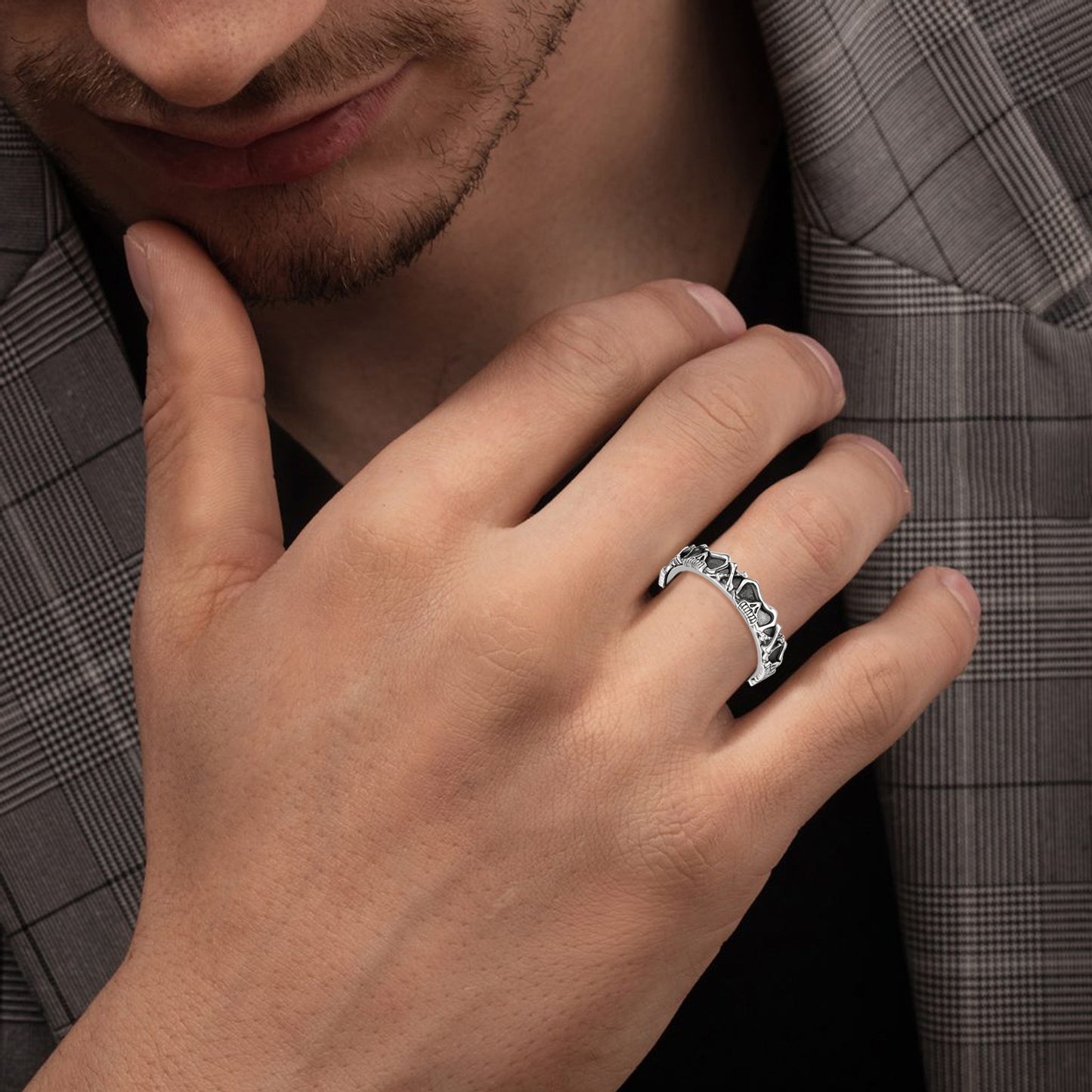 Sterling Silver Skull Spinner Ring