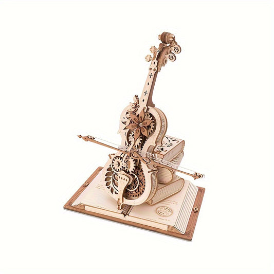 Cello Mechanical Music Box 3D Wooden Puzzle