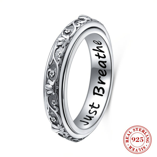 Sterling Silver Lotus Flower Fidget Ring