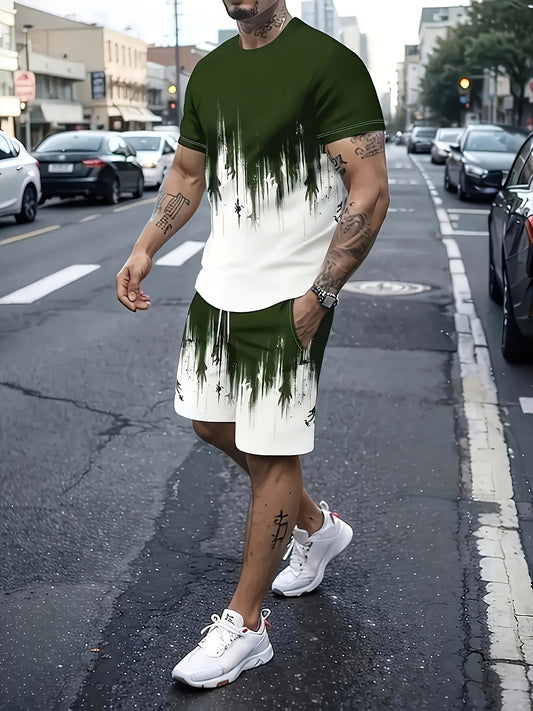 Short Sleeve Tee And Drawstring Shorts Set