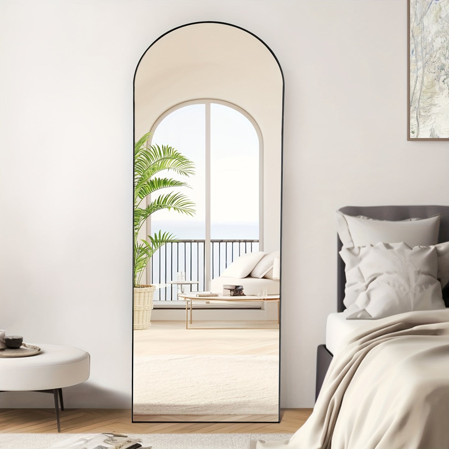 Arched Full Length 64" X 21"/ 59"x16"Mirror With Stand