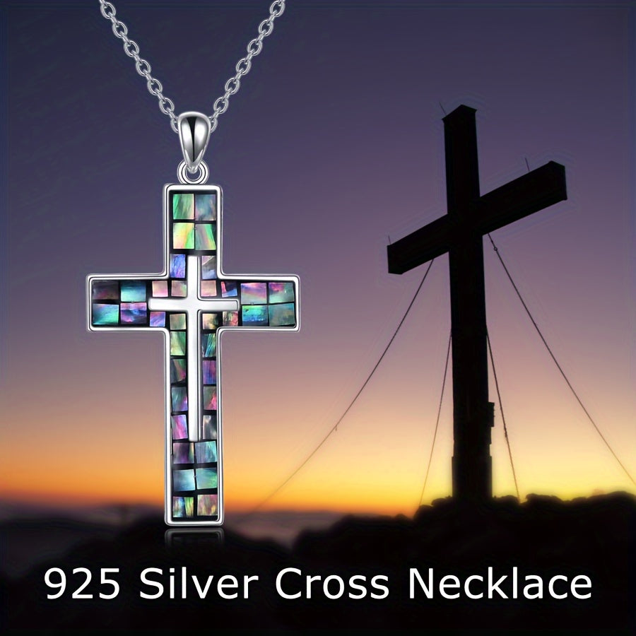 Silver Abalone Shell Cross