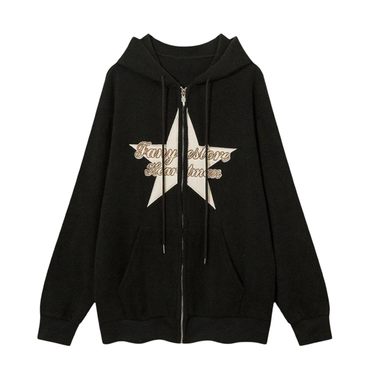Hoodie Long Sleeve Embroidery Star Letters