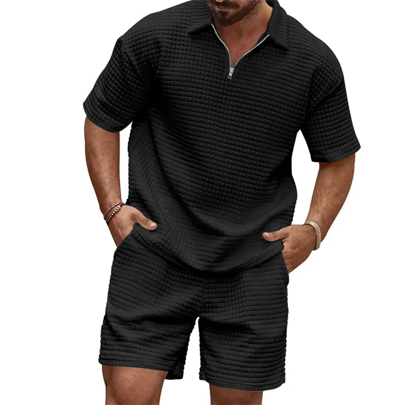 Men s Short Sleeve Tee with Drawstring Shorts Set
