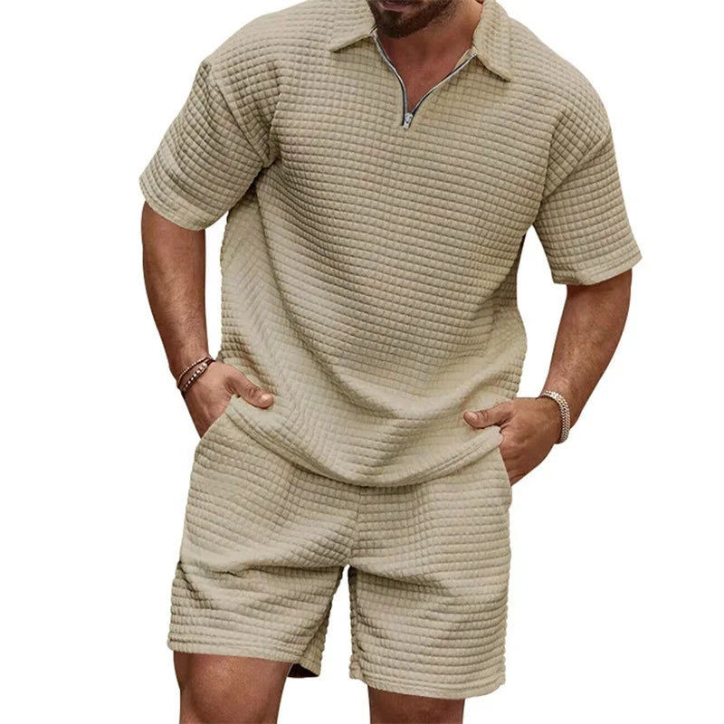 Men s Short Sleeve Tee with Drawstring Shorts Set