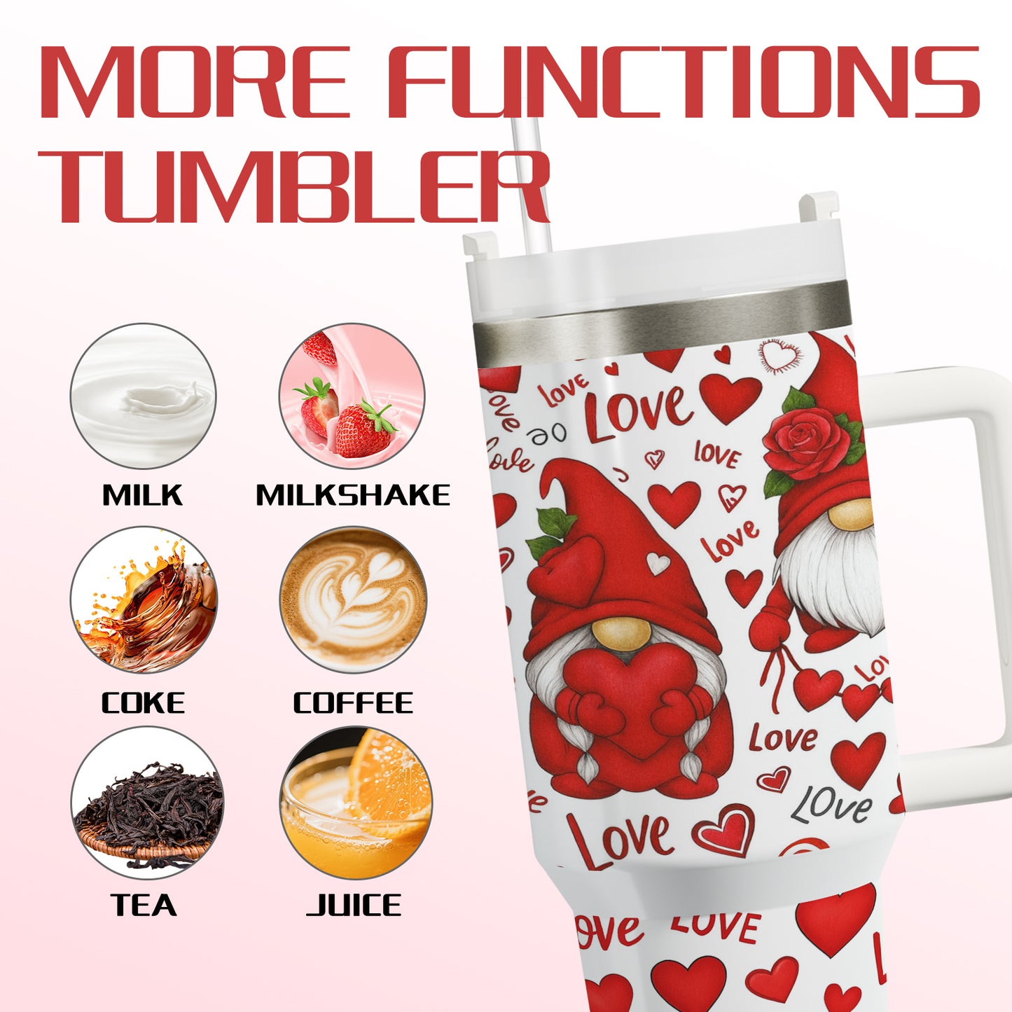 16/40 Oz Stainless Steel Water Cup With Handle And Straw