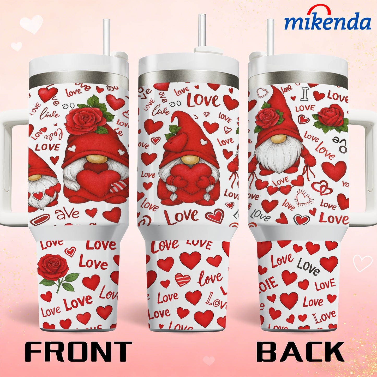 16/40 Oz Stainless Steel Water Cup With Handle And Straw