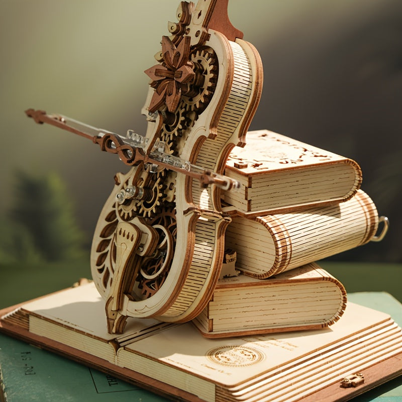 Cello Mechanical Music Box 3D Wooden Puzzle