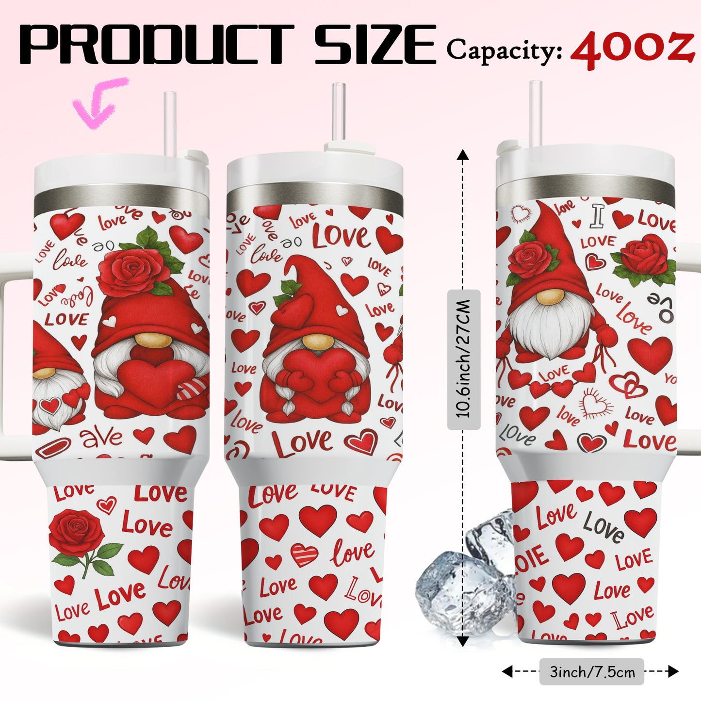 16/40 Oz Stainless Steel Water Cup With Handle And Straw