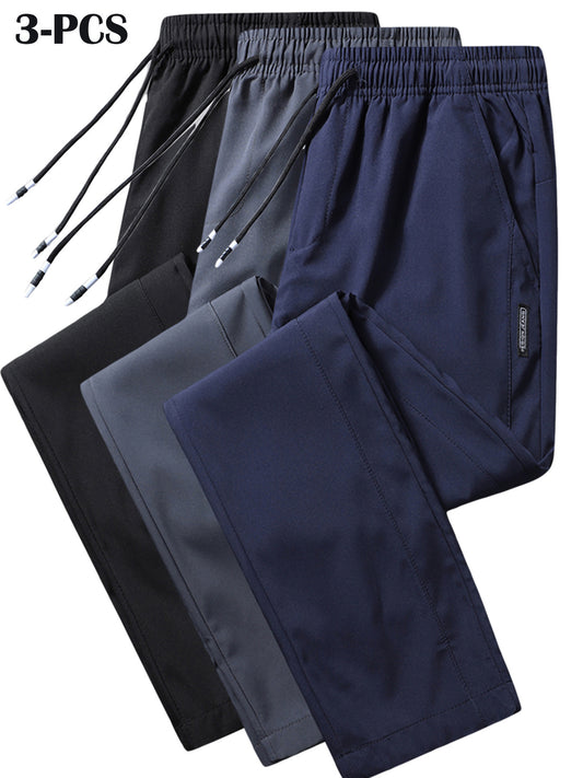 Three Casual Elastic Men's Long Pants,