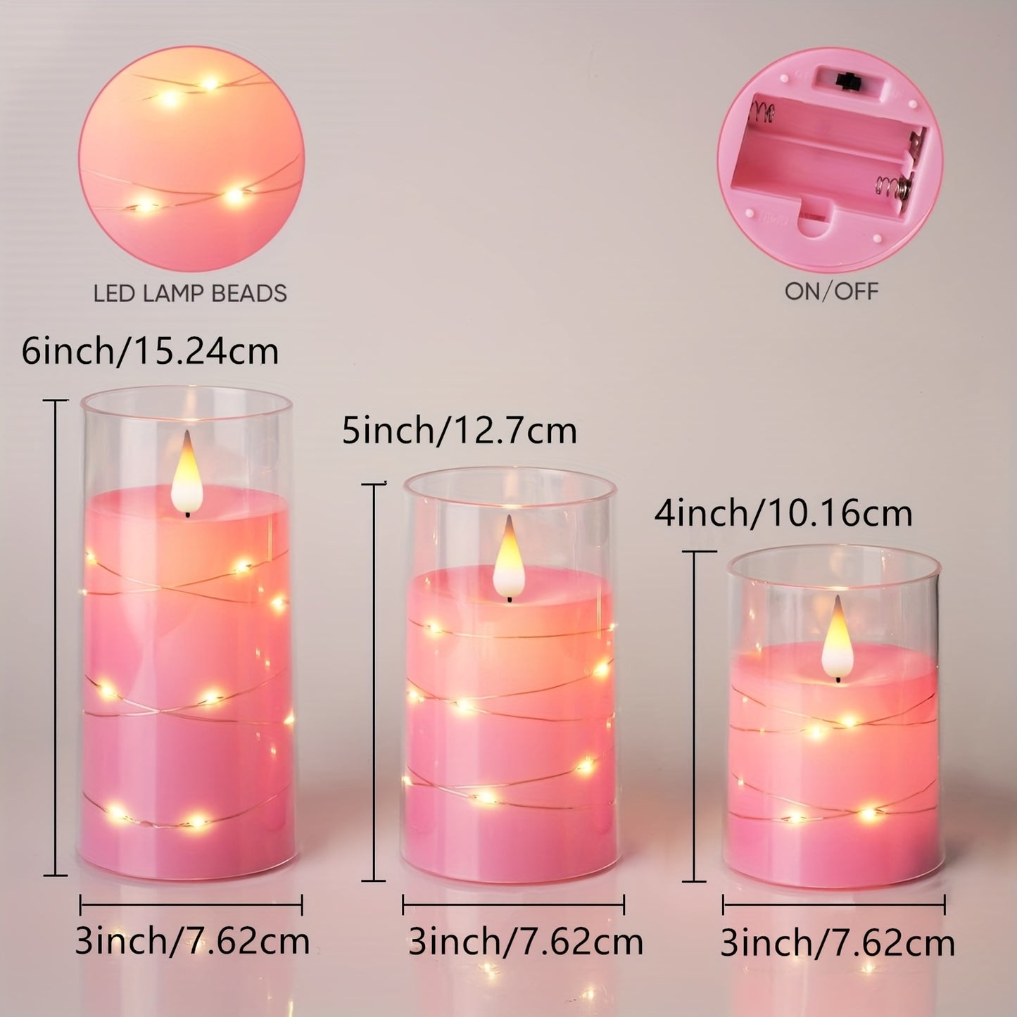 3pcs Flameless LED Candles with Remote