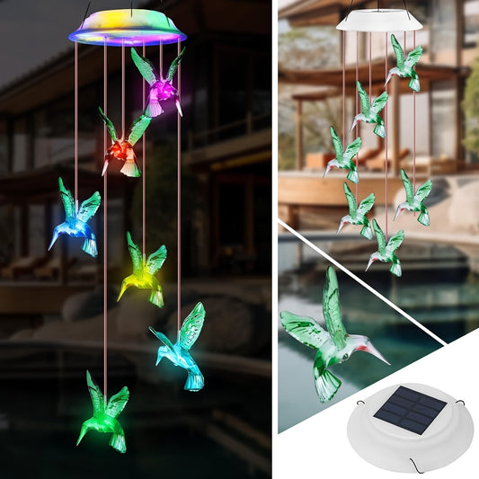 Color Changing Solar Hummingbird Wind Chime