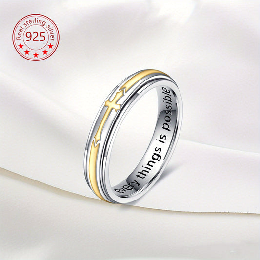 Cross Spinner Ring 925 Sterling Silver