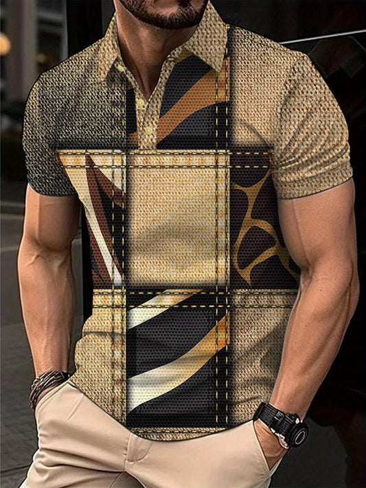 Patchwork Print Golf Shirt